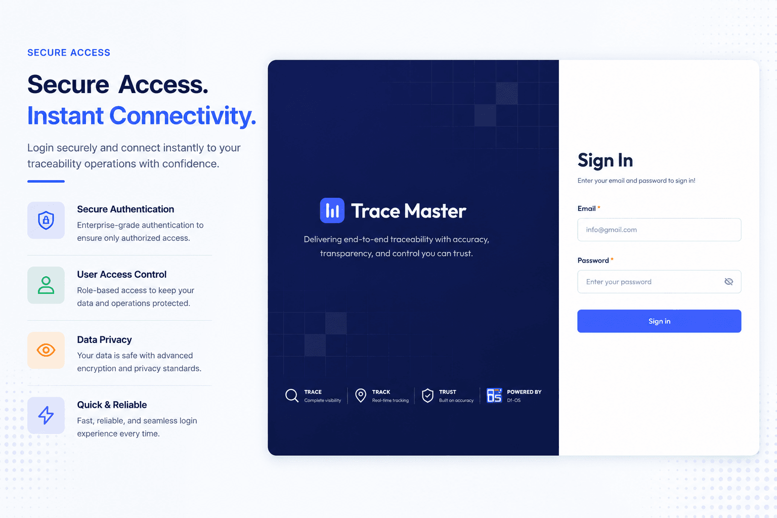 TraceMaster Secure Authentication Access Portal